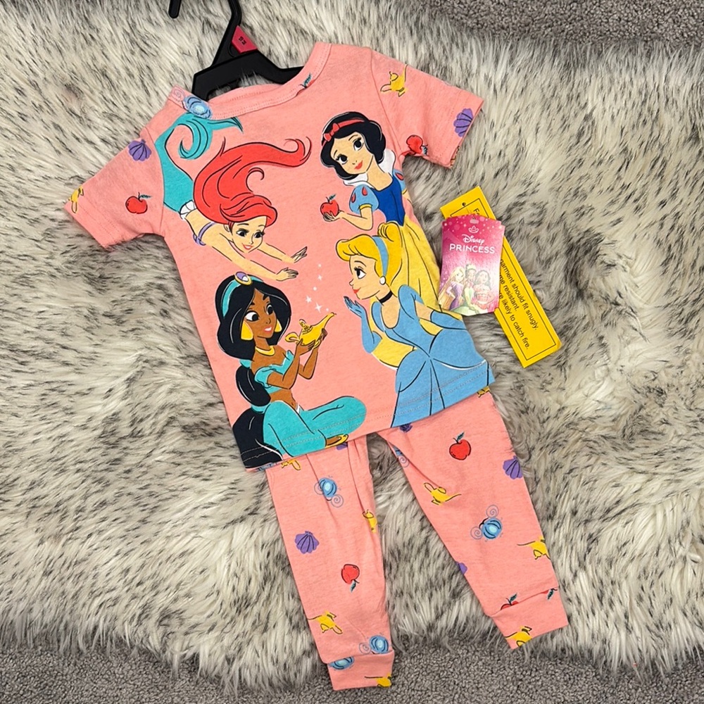 18M NWT Disney Princess Character Toddler Snug Fit Two-Piece Sleep Set